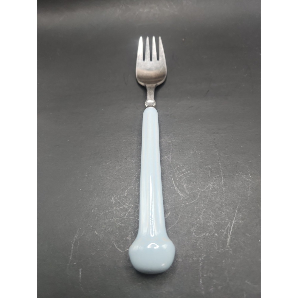 Rare Blue‎ Handled Vintage Denby Castile Large Dinner Fork Stone Steel Regency